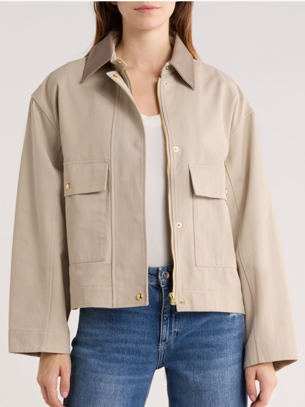 rag & bone Sandstone Nessa Jacket with Faux Leather Collar NWT - Picture 1 of 8